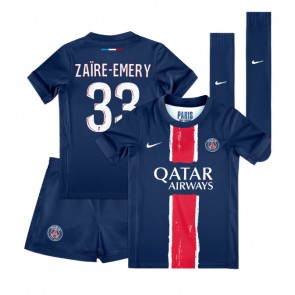 Paris Saint-Germain Warren Zaire-Emery #33 Hemmakläder Barn 2024-25 Kortärmad (+ Korta byxor)